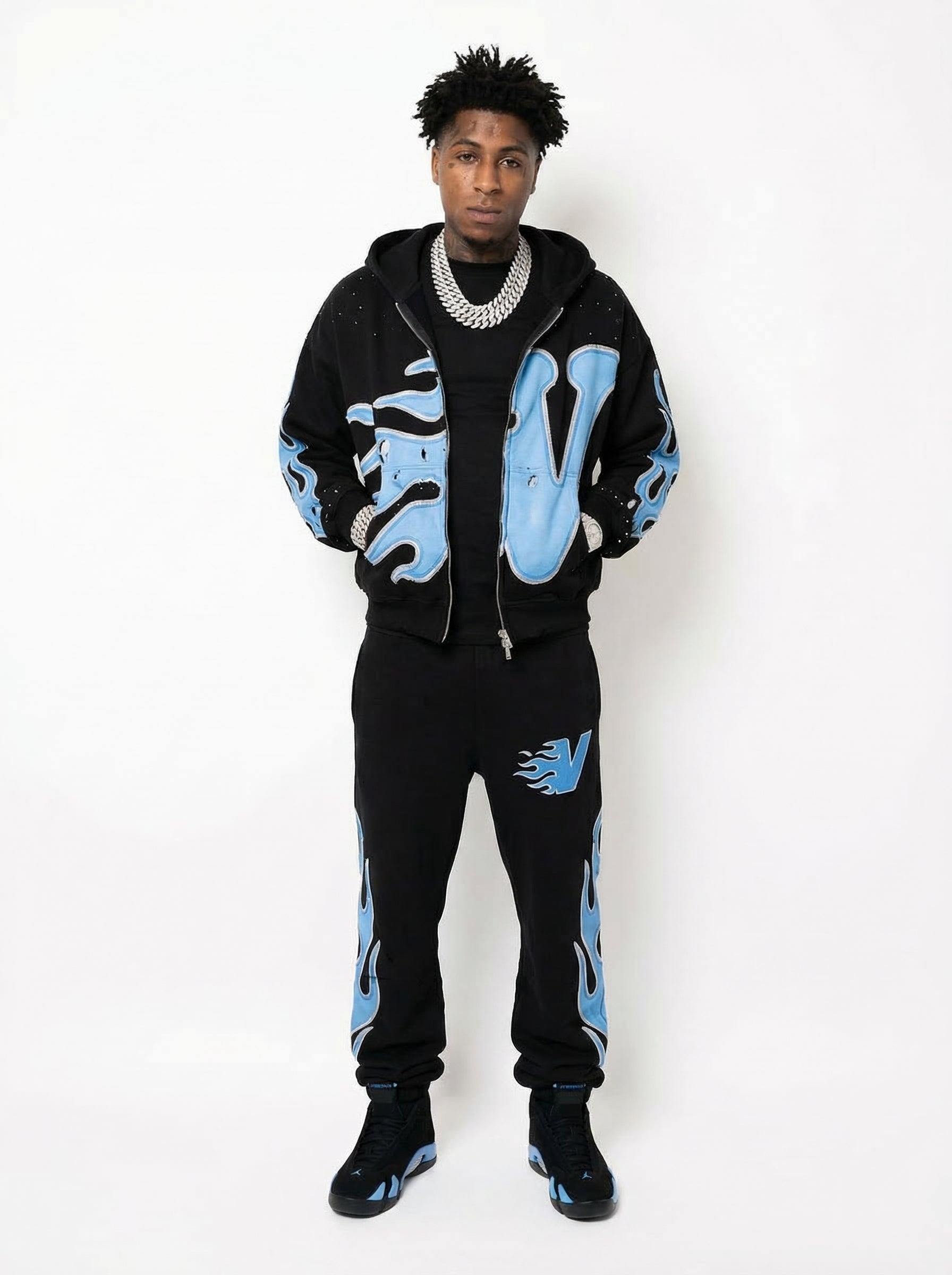 Valley Flames Set - Black & Light Blue