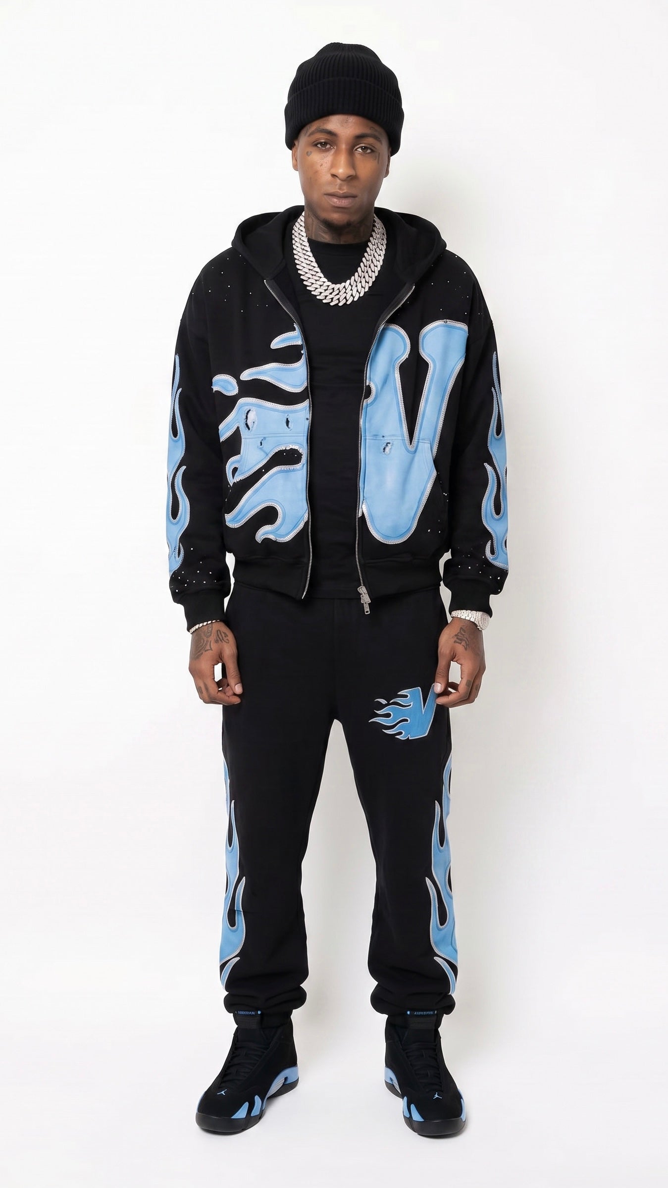 Valley Flames Sets - Black & Light Blue